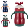 Christmas Vacuum Water Bottles 304 Stainless Steel Kids Thermos 260ml Baby Student Insulated Christmas Cup With Straws