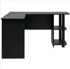 2020 Free shipping Wholesales FCH L-Shaped Wood Right-angle Computer Desk with Two-layer Bookshelves Black