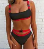 Sportstil Sexig Ladies Bikini 2019 Sommar Nya Kvinnors Solid Färg Spänne Split Baddräkt 2 stilar