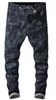 Mäns Jeans Biker Distressed Denim Trousers Slim Fit Stretch Jogger för Man Full Length Mens