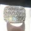 Mens simulado anéis de noivado de diamante jóias moda zircon anel de casamento de prata para mulheres