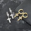 Iced out CZ Premium Diamond Zirconia Cross Hoops Earrings for Men Women Hip Hop Jewelry9845392