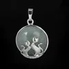 qimoshi Cute Crystal Double Cat Play Double Side Pendant Necklace Natural Stone Moon Couple Jewelry Gift Female Animal Necklace2853053