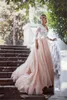 فساتين رومانسية 2019 فستان زفاف من الدانتيل الوردي جودة عالية Vneck Vneck Tulle Bridal Gown
