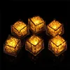 12 pieces flameless led submersible light candle,flameless color changing glow led ice cube for party Y200109