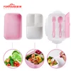 1400 ml Microwavable Recipiente De Armazenamento De Alimentos Bento Com Colheres de Lanche Japonês Com Colheres Chopsticks Para Crianças Dos Miúdos C19041601