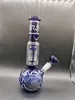 Blue Glass Bong Hookahs Beaker Oil Burner Dip Rigs Mushroom Perc with 14mm Bowl for Smoking Chicha Shisha