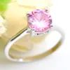 LuckyShine 12 PCS Lot Europe Populära kvinnor Pink Zircon Gems Rings Silver Jewelry Topaz Rings 246W