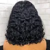 Partie profonde courte bouclée bob 13x6 perruque frontale en dentelle pré-plumée cheveux vierges brésiliens 360 perruque frontale en dentelle 130% densité