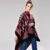 Оптовая продажа-новый дизайн полосатый плед женщины пончо модный показ пашмины кашемир-как зимний шарф шаль накидка бренд шарфы для женщин