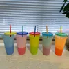 24oz cor mudando copo Magia plástico bebendo tumblers com tampa palha doces cores Reusável bebidas frigidas xícaras caneca DBC BH2707