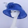 2019 Grande cappello da organza rosa corallo cappello netto per Kentucky derby chiesa razze di nozze festa w / fiore.