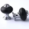 96 128mm modern simple fashion pulls solid chrome silver kitchen wine cabinet door handle black ceramic drawer cabinet knob