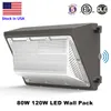 Lampe d'extérieur LED WallPack 120W Crépuscule à l'aube Luminaire mural industriel commercial Éclairage 5000K IP65