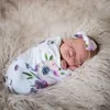 生まれたばかりの幼児の赤ちゃんの寝袋ベビームスリンの毛布+ヘッドバンドの赤ちゃんの柔らかい繭の睡眠袋2本セットA253