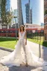 Sexiga sjöjungfru bröllopsklänningar med avtagbart tåg Sheer Jewel Neck Lace Appliques Brudklänningar Illusion Lace-up Back Beach Wedding Dress