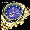 Temeite Luxury Brand Design Watchproof Watch Men Gold Men Hotes Quartz Watches Wristwatches for Men Relogio Dourado Maschulino