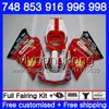 Kit för Ducati 748 853 916 996 998 S 94 95 96 97 98 327HM.0 748S 853S 916R 996R 998S 748R 1994 1995 1996 1997 1998 Fairing Factory Red Hot