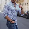 2019 Casual Striped Shirt Long Sleeve Men's Casual Shirt Slim Fit Men's Formal Dress Shirts Men Male Clothing Camisa Wholesale