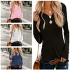 Mode Vrouwen Shirt Nieuwe Comfortabele T-shirt Lange Mouwen Top Soft Hoodies V-hals Tops Solid Color Pullover Blouse Sports Gebreide Sweater