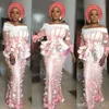 Vestidos formales de noche árabes largos de encaje estilo sudafricano Aso Ebi Nigeria vestidos de fiesta de sirena vestido largo de mari￩e apliques 3D