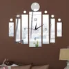 Miroir numérique mur-mur autocollants muraux montre 3D salon chambre à coucher étudier maison décoration silencieux horloges argent argent