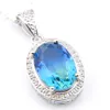 10 pièces Luckyshine 4 couleurs en option cadeau de vacances bijoux tourmaline gemmes argent vintage colliers pendentifs bijoux de mode 299w