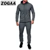 Zogga 패션 자켓 + 바지 운동복 남자 Tracksuit 까마귀 봄 가을 남자 브랜드 의류 후드 망 궤도 정장 세트 1