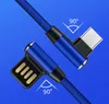 Dual L 90 degree Flexible Metal Type-C Cables Fast Charging cords for Type C micro usb gaming Cable Charger