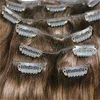 Clip-in remy echt haar ombre bruin tot asblond highlights 418 naadloze clip-on hairextensions 7 stuks 120 gram voor volledig hoofd5552849