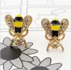 Antieke kristallen insect bee stud vergulde schattige gekleurde glazuur strass oorbellen studs voor vrouwen meisjes partij oor sieraden Koreaanse stijl