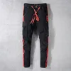 Men's Black Jeans Slim Pants Pants Fashion Casual Brand Zipper Strap Contrast Design Tight Long Jeans