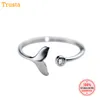 Novo 100% 925 prata esterlina banda moda feminina anéis de cauda de sereia tamanho 5 6 7 presente maravilhoso para meninas crianças senhoras