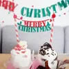 Drapeau de pâtisserie thème joyeux Noël, 1 pièce, avec paille en papier, garniture de gâteau, bonne année, pour anniversaire, décoration de noël, s6311141