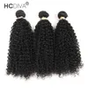 HCDIVA 3 Bundles Hair With 13x4 Lace Frontal Natural Black Mongolian Kinky Curly Virgin Hair Unprocessed Human Hair Bundle with Frontal