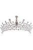 Couronne de mariée de luxe pas cher mais de haute qualité cristaux perlés étincelants couronnes de mariage royal cristal voile bandeau accessoires de cheveux fête CPA790