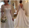 hot selling!Fanty Jewelry Neck Long Sleeves Lace Applique Bodice Court Train Wedding Dress Open Back Sexy Bridal Gowns vestido de noiva curt