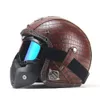 Vintage Style PU Leather Helmets 34 Motorcycle Bike Helmet Open Face Goggle Mask4329832