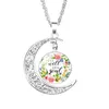 Colliers avec pendentif versets de la Bible pour femmes, cabochon en verre, lune, écriture, lettre, fleur imprimée, collier de déclaration, bijoux de foi d'ami