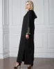 Adogirl 2019 New Side Slits Hooded Dubai Muslim Abaya Maxi Dress Autumn Long Sleeve Islamic Women Kaftan Plus Size Moroccan Robe J190648