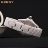 Berny White Ceramic Women Watches Wateproof Luxury Luxury Japartz Relogio Femininoギフト