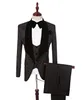 Costume homme marié Tuxedos châle revers costumes de mariage pour hommes (veste + pantalon + gilet + nœud papillon) costumes de garçon d'honneur rouge blanc noir