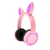 Kedi Kulakları Kafa Tavşan Kulak Kulaklıklar 7 Renkler Yanıp Sönen Parlayan Kulaklık Katlanabilir Kablosuz Çocuklar Kulaklık Kız Erkek Kadınlar Için Mikrofon Ile