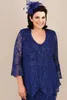 Mãe elegante da noiva Vestidos Royal Azul Sereia Lace Mães Wedding Guest Dress Vestido Ankel Comprimento Plus Size Vestidos de Noivo de Mãe