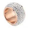 Titanium Stainless Steel Iced Out Diamond Womens Finger Ring Band White Crystal Wedding Engagement Bride Bridal Band Ring Jewelry for Women Wholesale