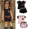 Enfants Designer Vêtements Bébé Filles Imprimé Léopard Vêtements Ensembles Poche T-shirt Top Shorts Costume D'été De Mode À Manches Courtes Pantalons Tenues PY536