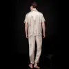 2017 Retro Moda V Boyun Kısa Kollu Pijama Yumuşak Pürüzsüz Sahte İpek Pijama Erkekler için L XL XXL ile I ile SY018