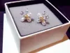 Mode Designer 3 Geometrisk Pearl Diamond Flower Stud Örhängen för Kvinnor Flickor med Super Glittering Zircon Crystal