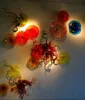 Decorative Murano Handmade Glass Plates Hand Blown Glass Big Chandelier LED Modern Decorative Flower Shape Glass Wall Light