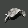 Korean Women Fashion collar Accessories Leaf brooch Simple Delicate Crystal Brooches Silver Color Feather Shape Brooch Pins